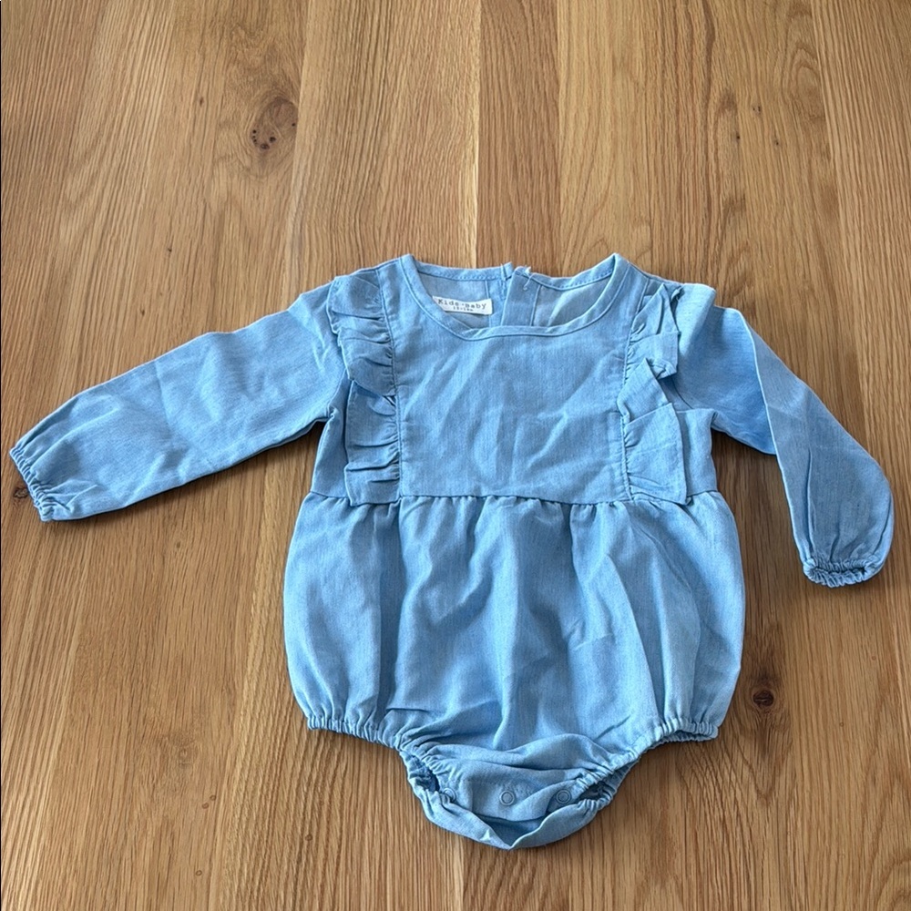 Baby Blue Ruffle Long Sleeve Onesie